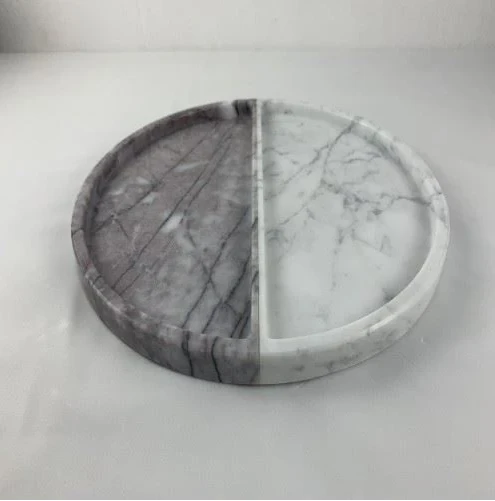 Carrara White Marble Round Tray For Home Decorative best