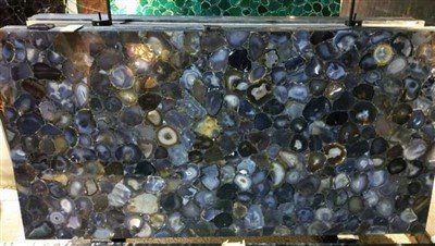 Gepolijste halfedelstenen Onyx-plaat Natuurlijke blauwroodgrijze agaatsteen